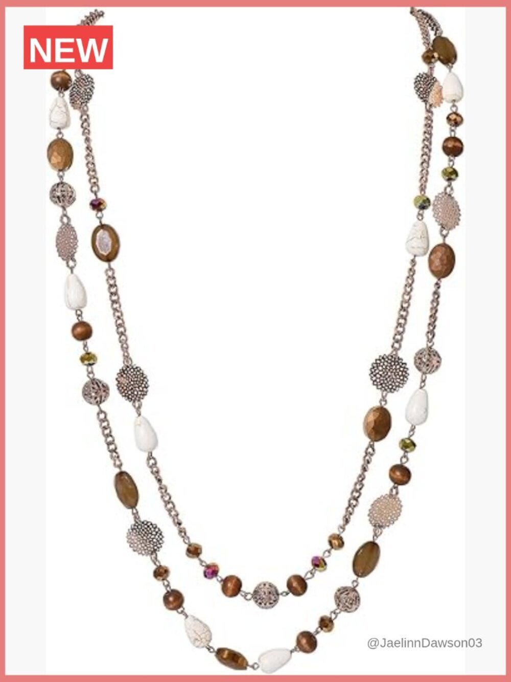 2-Layer Long Crystal Beaded Boho Statement Chain Necklace Gift